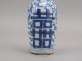 青花喜字药瓶