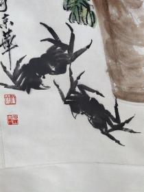 国画大师齐白石延年益寿图轴，45*95CM，完整。