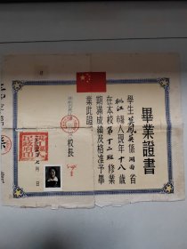 1955年，益阳桃江县人民政府颁发的桃江第一初级中学毕业证书