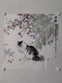 保真书画，广州美协副主席，孙戈作品一幅《穗暖》纸本画心，尺寸：70*69