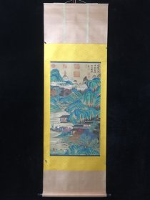 编号DA：9 精品绢布三尺中堂画，武则天的山水， 纯手绘之作，实物拍摄一物一图 裱好尺寸高x宽：197cmX67cm 画芯高x宽：100cmx43cm