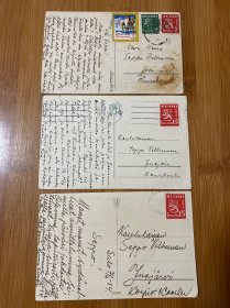 民国时期实寄明信片贴芬兰邮票(三张合售)