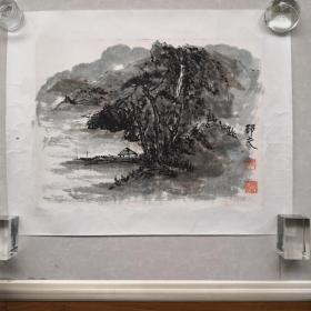 成都老画家 周绵生国画山水小品 原稿手绘真迹 已托裱