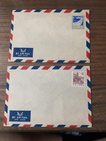 老航空信封二枚（空白未用）带邮票
