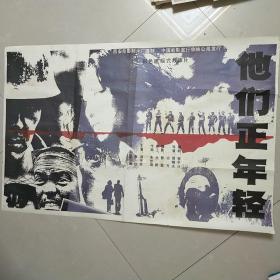 《他们正年轻》西安电影制片厂摄制，主演：洪宇宙、岳红、王刚，全开(一开)电影海报一张——电影院库存(自然旧，个别有磨角，个别边角有小裂口，按原折叠痕迹折叠邮寄，对品相要求严格的请勿选购选拍！)——更多藏品请进店选购选拍！】(按电影院原折叠痕迹折叠邮寄)