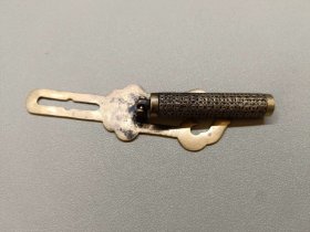古玩旧藏清刻花铜翎管铜钱纹翎管