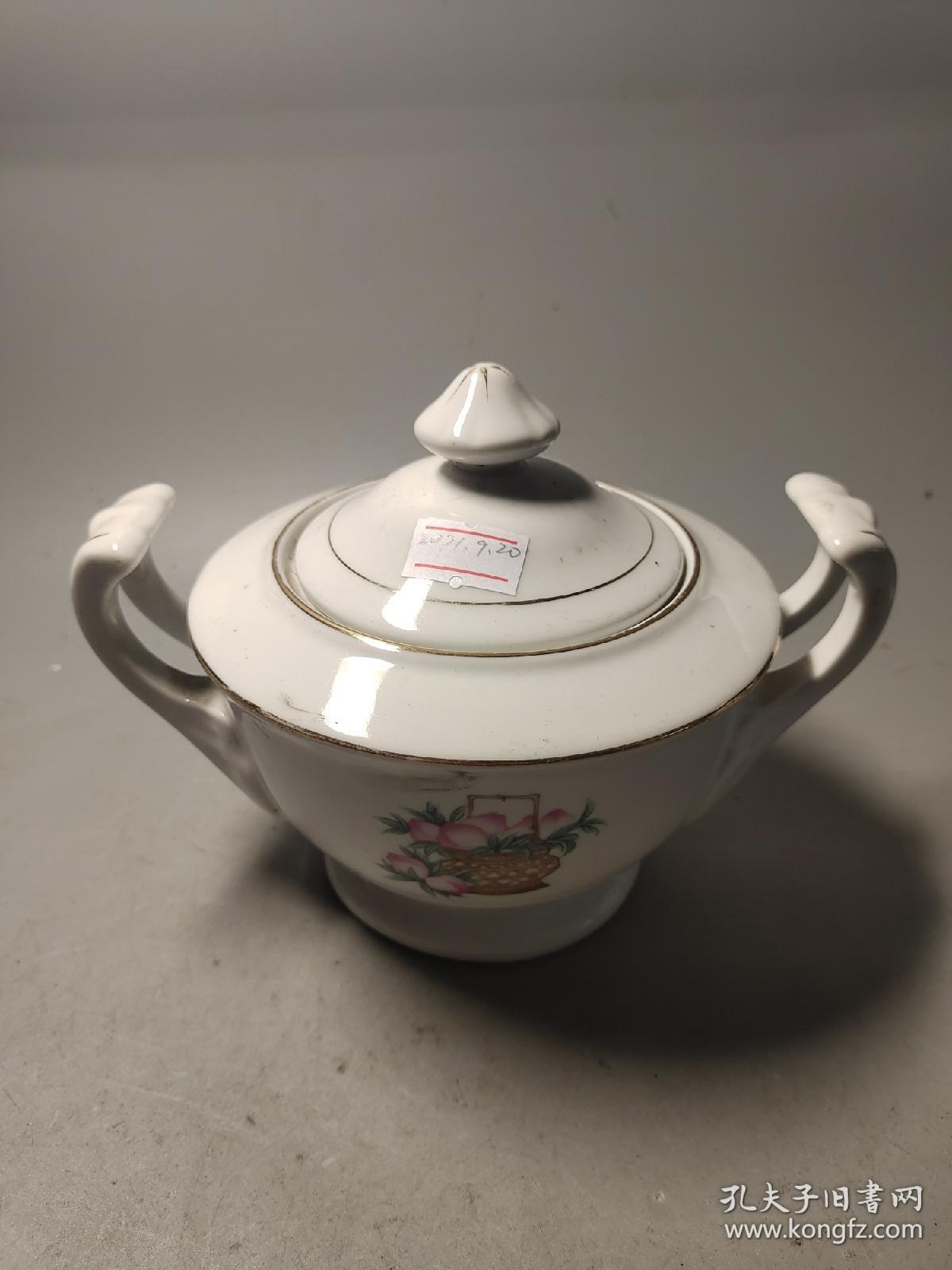 80年代左右，中国唐山，麻姑献寿双耳茶叶缸一只2