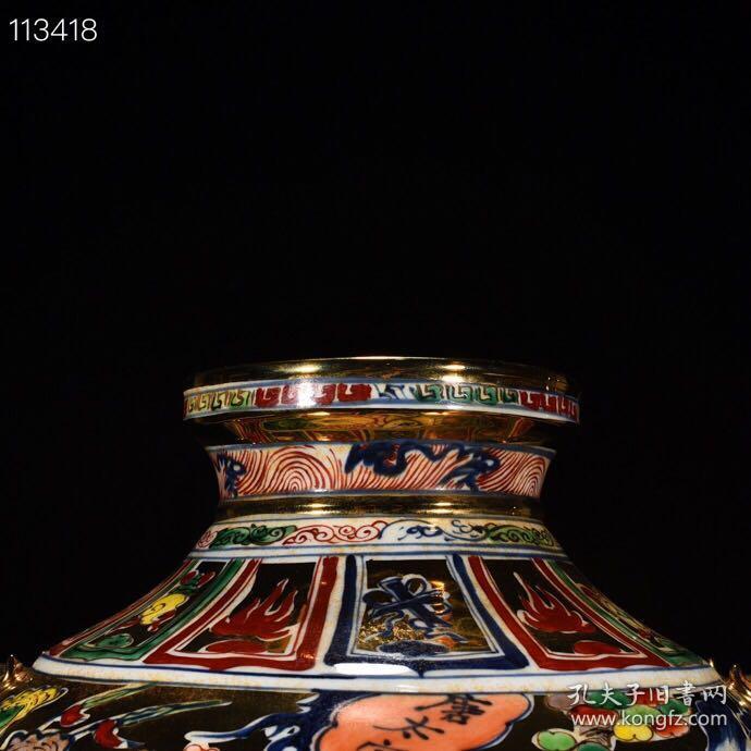 元金地五彩单骑救主人物故事虎头罐