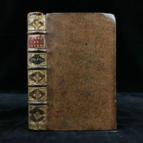 Les Comedies de Terence【法语】1706年，《特伦斯喜剧集》（卷2），全真皮精装，五层竹节背，书脊烫金压花,书口装饰，2张藏书票