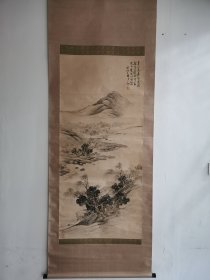 民国老山水画柱