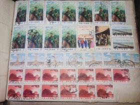 合售旧邮票，革命现代京剧智取威虎山，南京长江大桥胜利建成。骑马战士邮票等