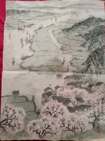 著名画家文治作品一幅尺寸53cmx38cm品相自然旧！