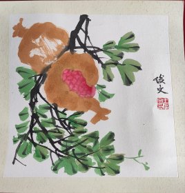 绿野画派王俊文(刘德超的入室弟子)，安微芜湖人，花鸟画2厚卡纸1平方33*33斗方。可直镶框。