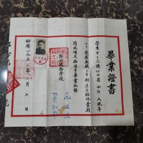 1953年郑州铁路学校毕业证书