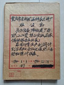 1982年 重庆市南桐矿区钟表元件厂 （办公室 类）资料 1册