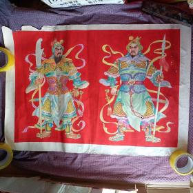 门神画《三国武将》  （原作，非印刷品）画心长79厘米，宽54.5厘米