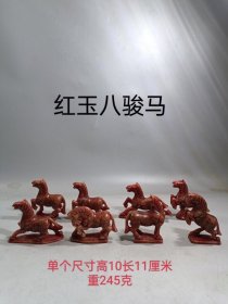 和田玉八骏图一套，玉质通透，雕刻逼真。活灵活现，