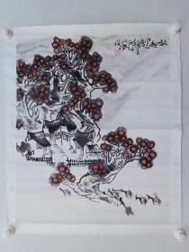 保真书画，杨信利山水画一幅，纸本托片，尺寸68×55cm。