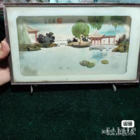 六七十年代的螺钿画贝壳画桌屏摆件