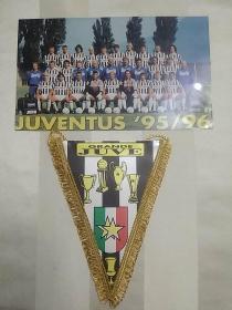 juventus（尤文图斯）95/96赛季 欧洲冠军杯赛 冠军照片 夺冠旗标（17cm/13cm）（合售）