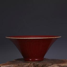 祭红釉瓷碗斗笠碗