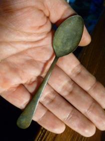 晚清民国老铜勺子老铜匙子，品相完好，长11cm.文房勺子，包老保真。