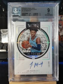 panini球星卡 2019-20 noir系列 莫兰特 灰熊 新秀RC 49编 签字卡 卡签 评级卡 bgs9分签字