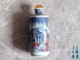 清晚期 青花釉里红八骏图鼻烟壶 尺寸：高9cm 品相：全品 来源：藏家旧藏 北京台《拍宝》2018.04.01 张如兰鉴定 附视频链接