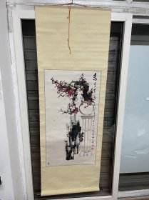 中式国画，水墨画，彩色画，花鸟画，尺寸180*63，陕西西安名人字画，马天锁，包邮，已裱