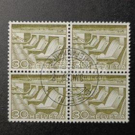 瑞士邮票，1949年核电站风光邮票方联