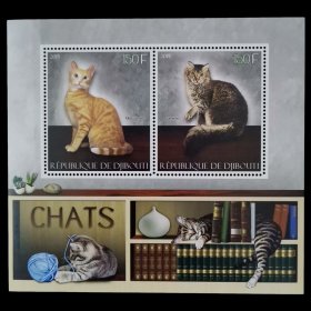 吉布提2015 宠物猫 名猫 邮票小全张M全新