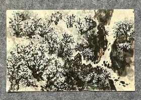 林敦厚先生 手绘水墨水彩水粉画小品 《冬雪》 13x20.5cm