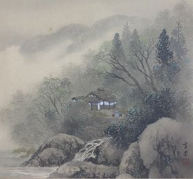 A123. 古旧老画立轴，玄堂款，《彩色山水图》，包老。