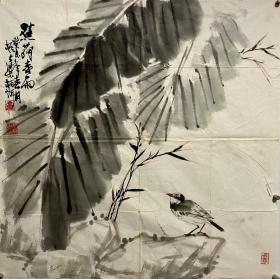 卢柄辉   蕉荫春雨
河南省美术家协会会员