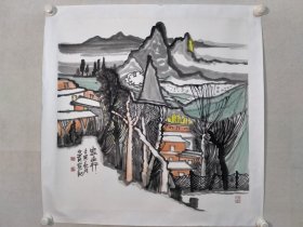 保真书画，江西名家，陈火箭四尺斗方山水画69×69cm纸本托片，陈火箭，江西九江市庐山人。现为中国美术家协会会员、庐山市美术家协会主席。