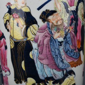 清康熙青花五彩十二花神人物瓶 44*21厘米