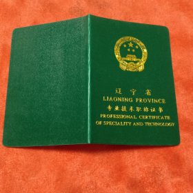 遼寧省專業(yè)技術(shù)職稱證書中級