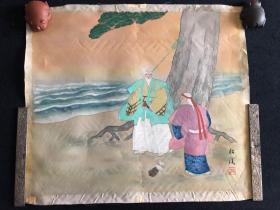 【J1330】日本回流 国画作品 绢本一幅