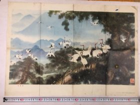 1980年山西人民出版社出版 何庆文、贾兴林、巩九伦 等作《松鹤图》 2开国画年画宣传画