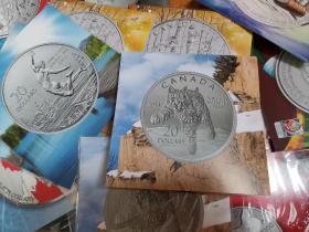 银币，加拿大1/4盎司20加元系列，2014年山猫。背面为英国女王头像，女王去世，升值空间大！