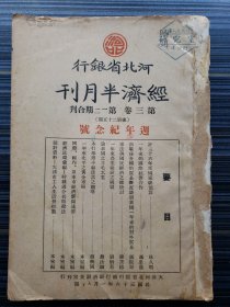 《河北省银行经济半月刊，第三卷1-2期合刊》收:本行举办小额贷款之概略 赵兴国，由战后各国的贸易概况谈到我国一年来的对外贸易 郑振声，论我国之羊毛工业 詹汝珊 ，一年来北平之黄金市场 华北日报，一年来农业建设之回顾 刘炳若，评三十六年度国家总预算 林久明，一年来平津区铁路工作 ，宪法与国民经济之总检讨 滕茂椿，一年来的国际经济合作 冯忠荫，天津市工人生活费指数，一年来的国内善救工作 霍宝树