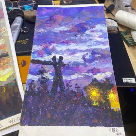 叶静宜画绚丽多彩的夜晚