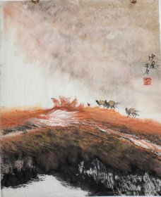 中国美术家协会会员边老师斗方精品 丝绸之路之《沙风》