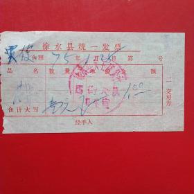 1975年1月28日，医药费2，徐水县（今河北省保定市徐水区）大王店公社西街大队卫生室（生日票据，医疗医院类，26-6）