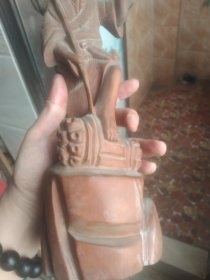 黄杨木纯手工刻樵夫 底有裂纹 卖个手工钱都不够高32Cm