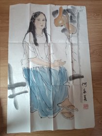名家书画 何家英 人物少女