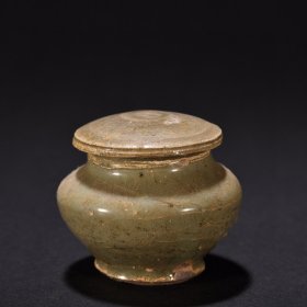 旧藏 瓷开片盖罐