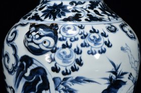 元青花后羿射日纹虎头梅瓶33*21m