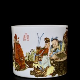 清乾隆珐琅彩八仙人物纹笔筒 18/22厘米