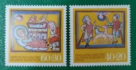 德国邮票 西柏林1980年圣诞节 2全新
